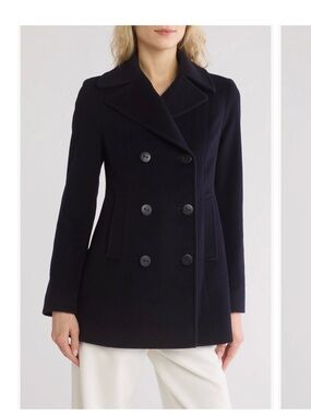 Fleurette Classic Wool Blend Peacoat  Navy . Size 8. NWOT